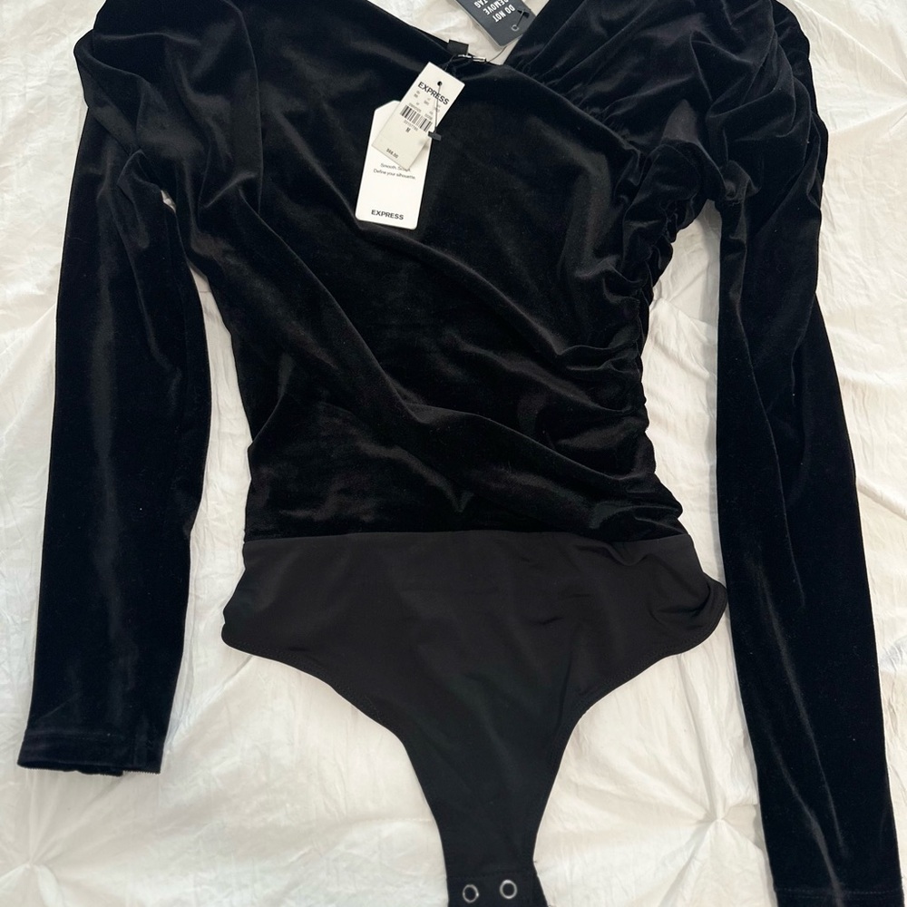 Express Black Velvet Bodysuit